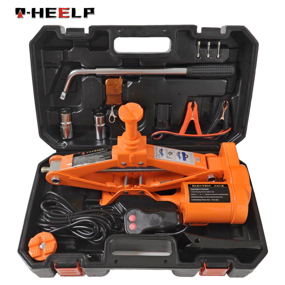 E-HEELP 12V 3ton Electric Auto Lifting Tool Electric Car Jack with Manual Wrench & Wheel chock&wireless remote Two Colors