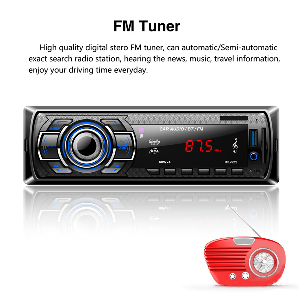 DC12V RK-522 Bluetooth Car Card U Disk MP3 Music Player FM Tuner with Remote Control Car MP3 Player Electronic Components