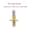 T8 Lead Screw 100mm 150mm 250mm 300mm 330mm 350mm 400mm 500mm 3D Printers Parts 8mm Trapezoidal Screws Copper Nuts Leadscrew