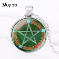 Statement Necklace Esoteric PenTagram Glass Necklace Cabochon Link Chain Choker Fashion Women Jewelry HZ1