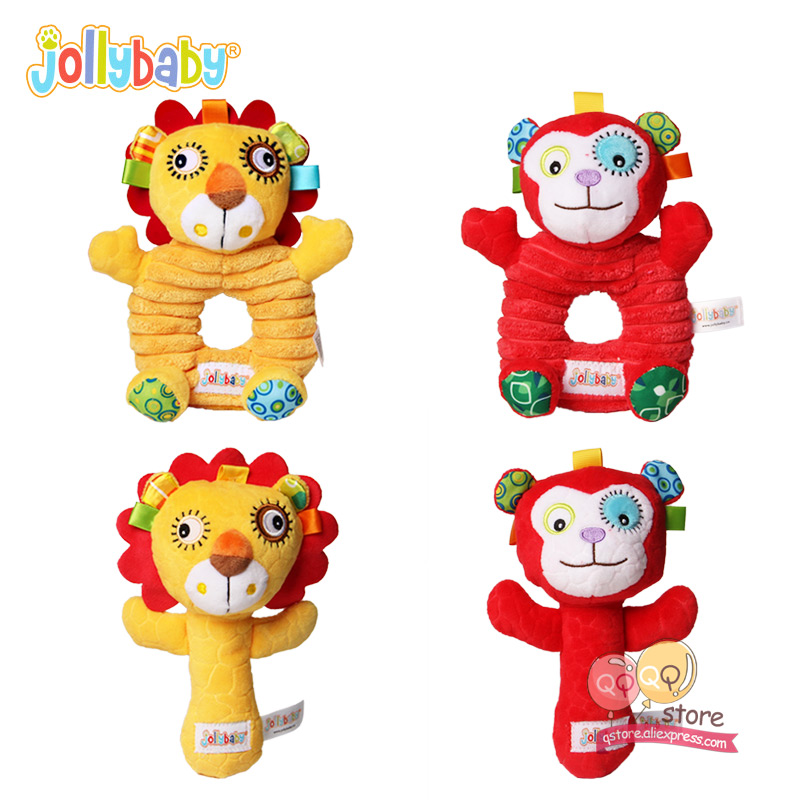 NEW Jollybaby Baby Rattles Plush Stuffed Cute Animals Soft Educational Comfort Circle Sticks Bell Toys for Children Newborn kids