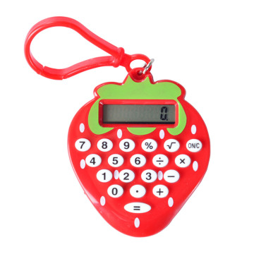 Calculator Electronic 8-Digit Cartoon Strawberry Compact Mini Lightweight Portable Keychain Handheld Calculator for Students