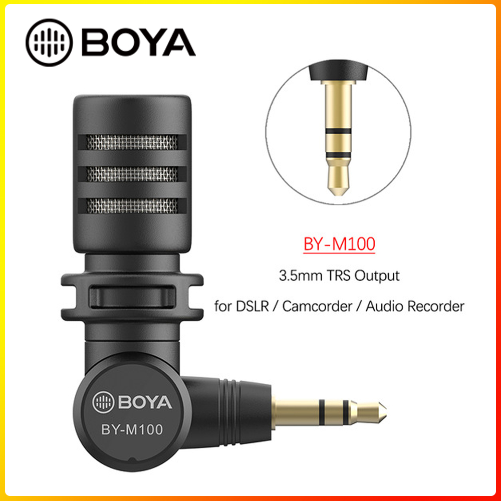 BOYA BY-M110 3.5mm TRRS BY-M100D Miniature Microphone for Smartphone Tablet Desktop Computer Laptop PC Audio Video Recording Mic
