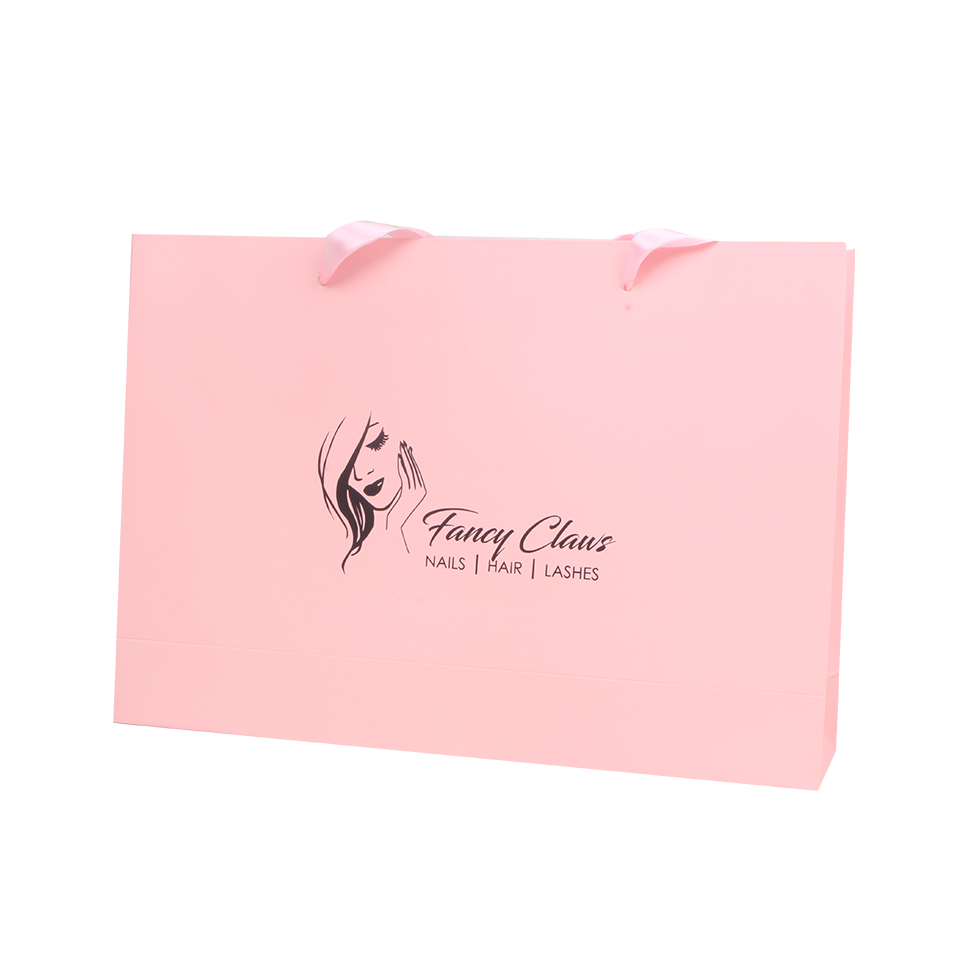 Custom shop brand name Luxury garment clothing hair wig bundles shopping packaging paper bag with handle gift packing bags