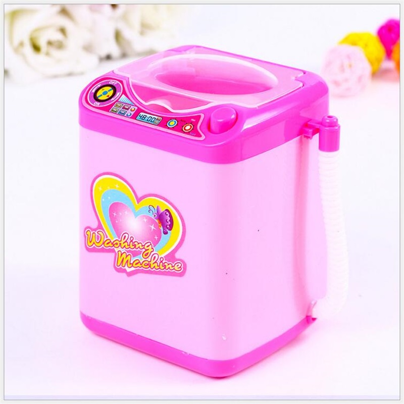 Mini makeup brush cleaning electric pink washing machine toys pretend play kids toys children Furniture Toys Children's day gift