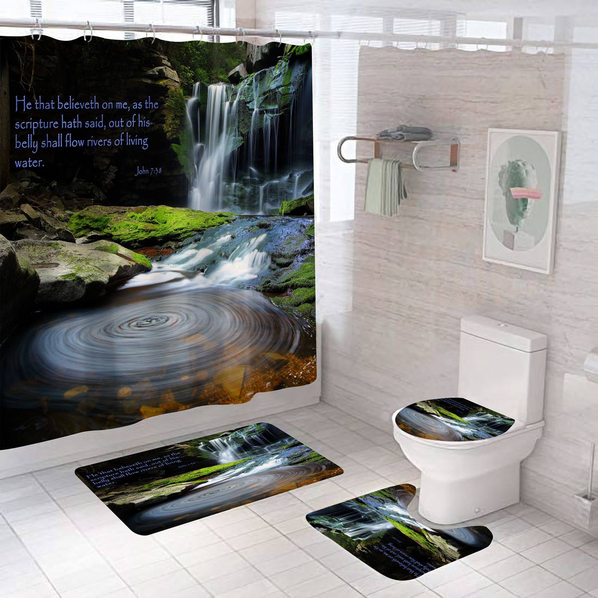 Shower Curtain 3D Bath curtain Waterproof Mildew Polyester orest for Bathroom curtain Green Plant beach Shower curtain 4 Style