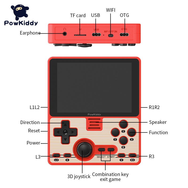 POWKIDDY RGB20 3.5 " IPS Full-Fit Screen Built-in Wifi Module Multiplayer Online Game RK3326 Open Source Handheld Game Console