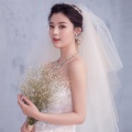 Women Wedding Dress Veil Four Layers Tulle Ribbon Edge Bridal Veils Accessories