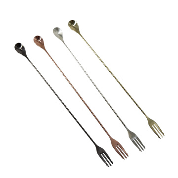 44cm Trident Barspoon Long Stainless Steel Cocktail Stirrers Bar Mixing Spoon for Mixing your Favorite Cocktails