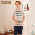 Summer Two-Piece Men Casual Striped Pajama sets Cotton Sleepwear suit Men's O-neck collar short sleeve t shirt & Half Pants