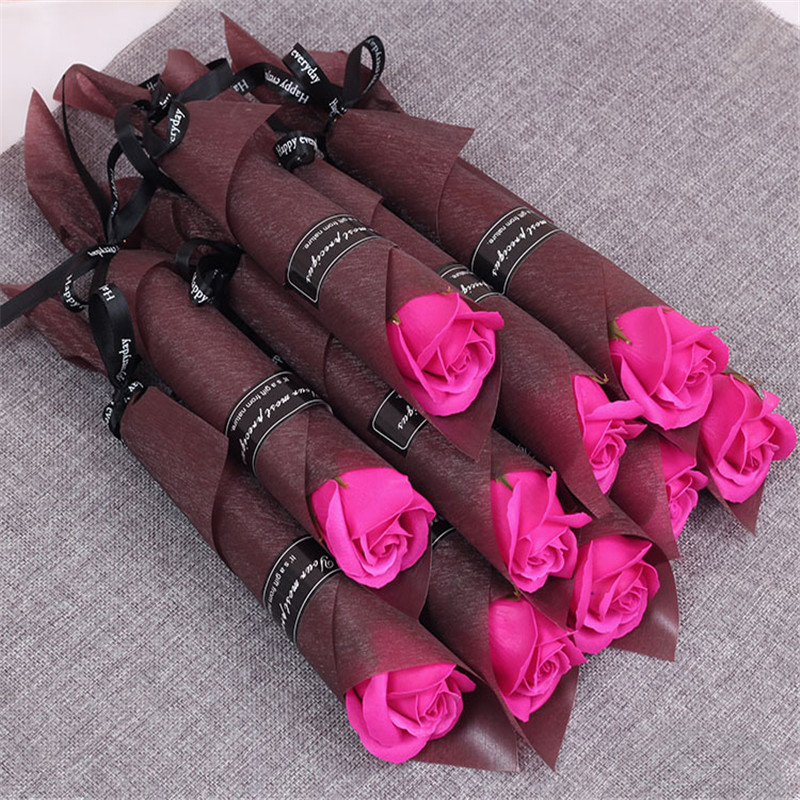 1pc Rose Artificial Flower Soap Flower Bouquet Multicolor Rose Wedding Flower Decoration Scrapbooking Fake Rose Flower