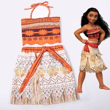 Cosplay Moana Children's Clothing Vaiana Costumes & Necklaces Adventure Dress Up Moana Dresses Girls Gifts Halloween Costumes