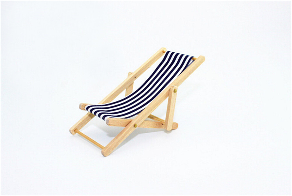 1:12 Scale DIY Foldable Wooden Deckchair Lounge Beach Chair For Lovely Miniature For Dolls House Furniture Toys
