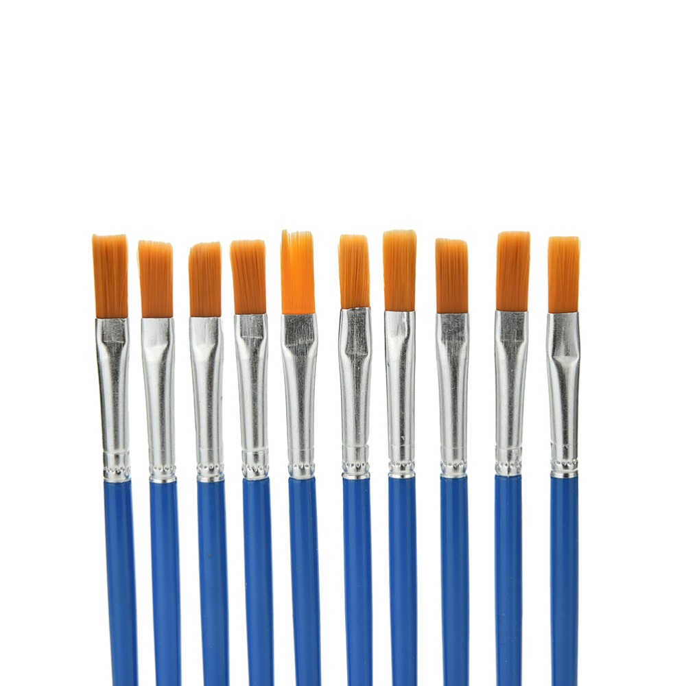 NEW 10 Pcs/lot Kids Children Plastic Handle Paint Brushes Set Watercolor Gouache Drawing Painting Art Brush Supplies