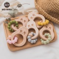 Let's Make 1PC Avocado Wooden Rodent Baby Teether Bracelet Silicone Beads Beech Accessories Toys Shower Gift Wood Rattles Nurse