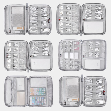 Gray Digital Storage Bag USB Data Cable Organizer Earphone Wire Bag Pen Power Bank Travel Kit Case Pouch Electronics Accessories