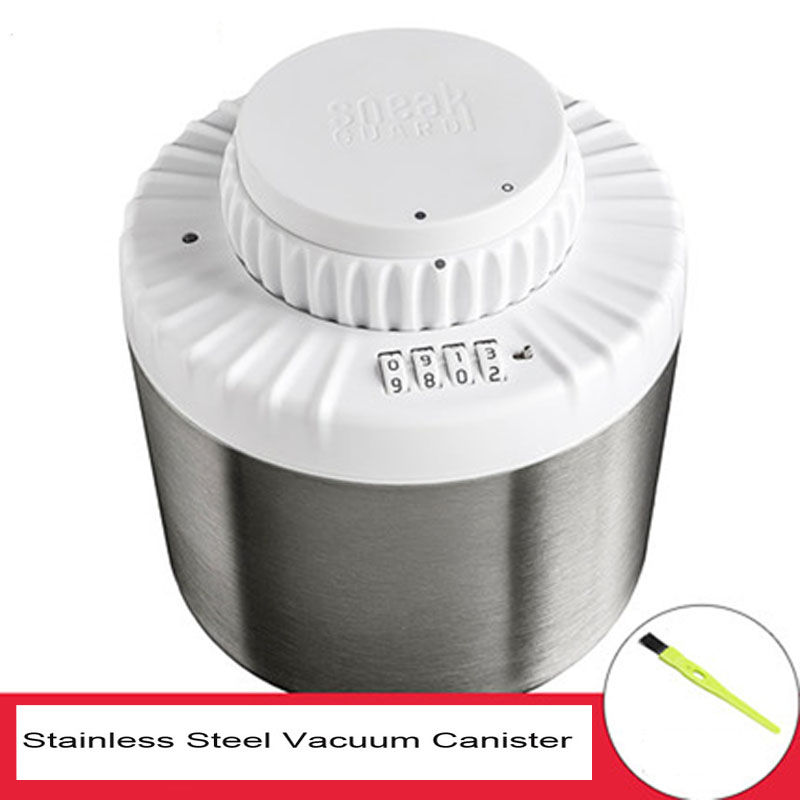 1.5 L Stainless Steel Password Lock Canister Round Vacuum Sealed Can For Coffee Tea Airtight Jars