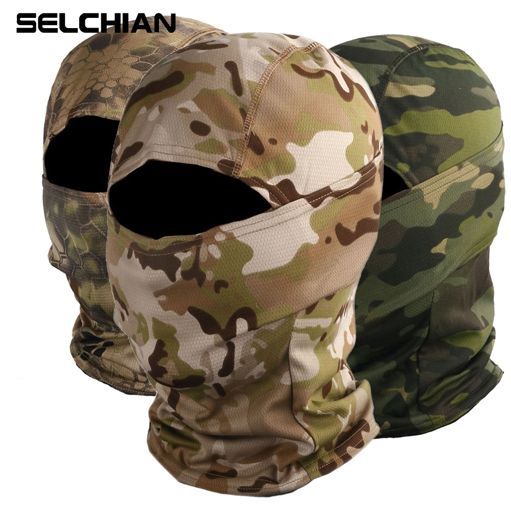 SELCHIAN Camouflage Balaclava Full Face Caps Cycling Hunting Military Helmet Liner Hats Tactical Airsoft Cap Beanies Masked Cap