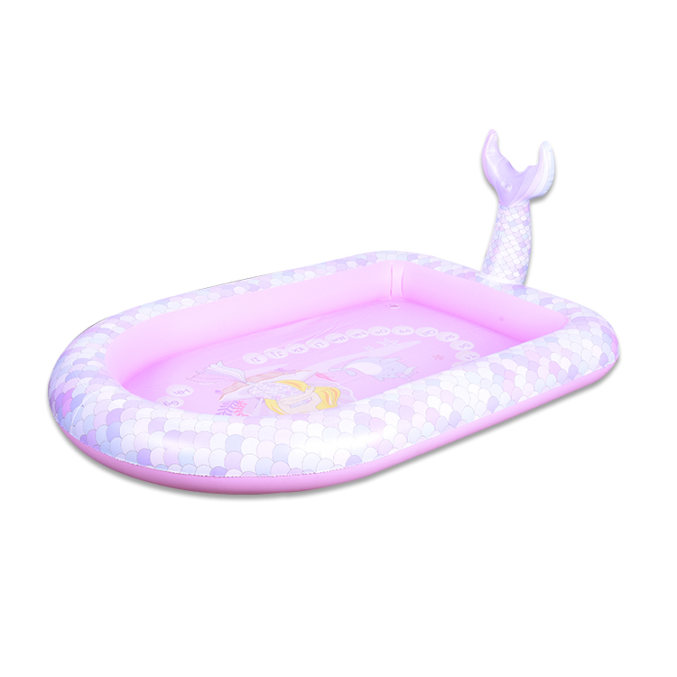 Pink sprinkler inflatable pool for children
