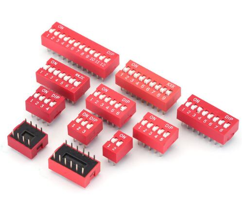 10pcs/lot DIP Switch Slide Type Red 2.54mm Pitch 2 Row DIP Toggle Switches 1p 2p 3p 4p 5p 6p 7p 8p 9p 10p 12p