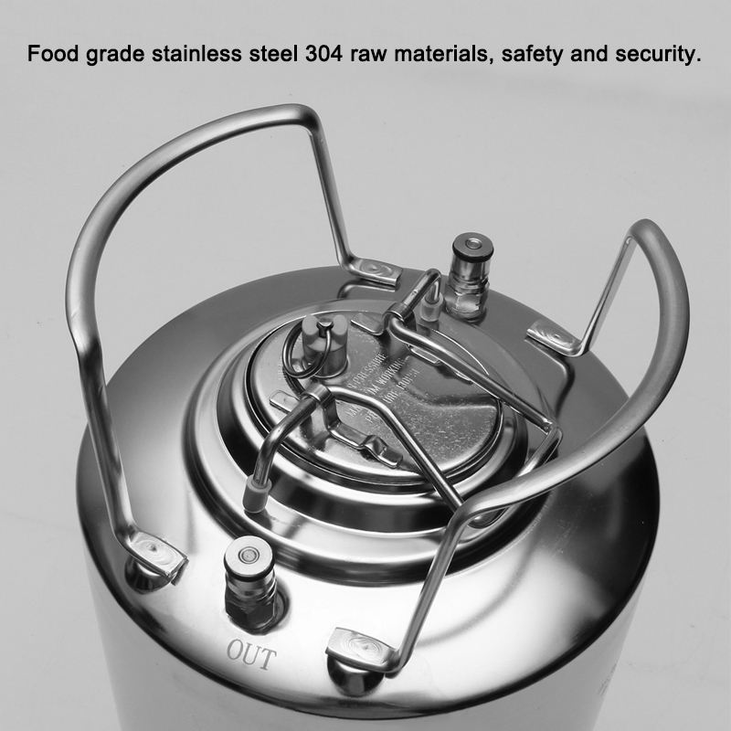 10L Stainless steel Ball Lock Beer Keg Pressurized Growler for Craft Beer Dispenser System Home Beer Brewing Metal Handles