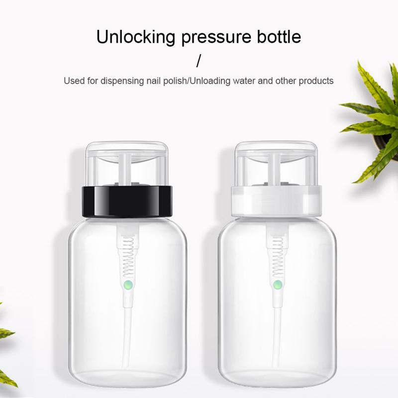 1PC 200ml Empty Plastic Nail Polish Remover Alcohol Liquid Press Pumping Dispenser Bottle Nail Art UV Gel Cleaner Container Tool