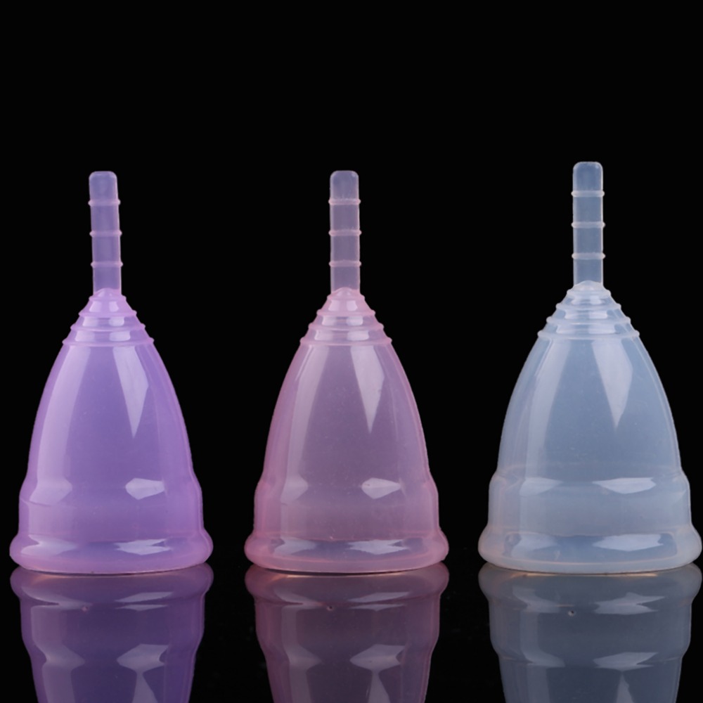 Reusable Soft Cup Silicone Menstrual Cup Big And Small Sizes Women Feminine Hygiene Health Care Supplies Pink Purple Clear