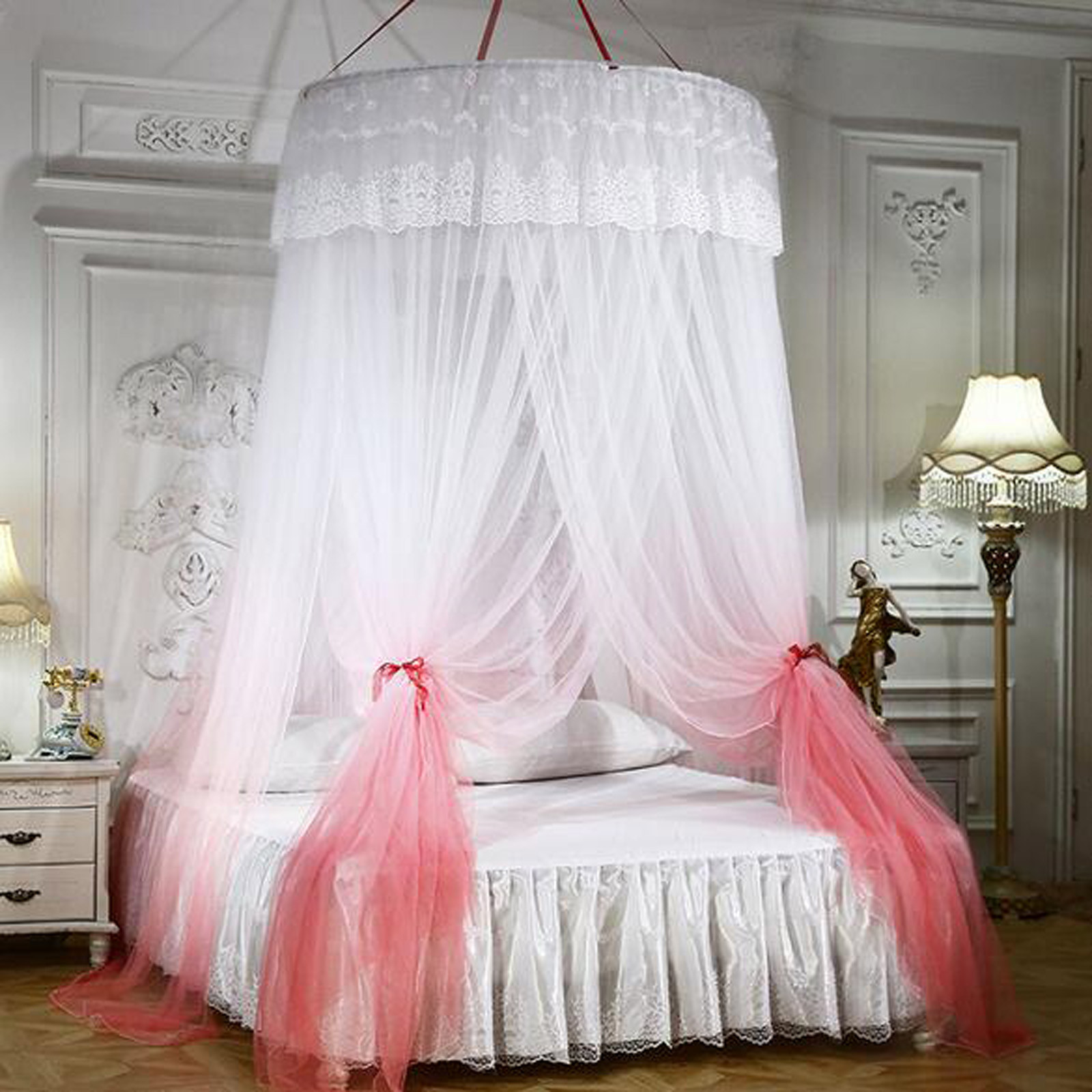 Bed Canopy Double Colors Hung Mosquito Net Princess Bed Tent Curtain Foldable Canopy On The Bed Elegant Fairy Lace Dossels