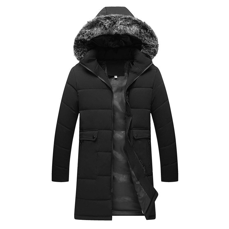 Winter Hooded Trench Coat Men Casual Solid Men's Down Parka Jacket Thick Long Zipper Coats Man Hat Detachable Mens Clothes M-8XL