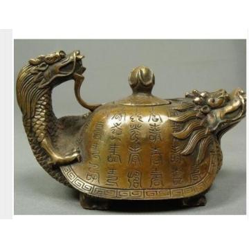 Decorated Old Bronze Chinese Old Copper Handwork Dragon Tea Pot Antique crafts Copper sculpture home.