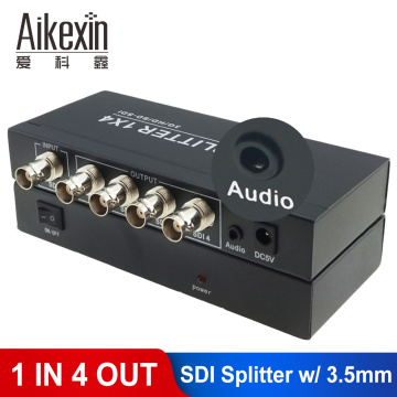 Aikexin SDI Splitter 1x4 with 3.5mm Aux Jack 4 Port SDI Splitter 1 input 4 output HD SDI Converter Support 1080p for Camera