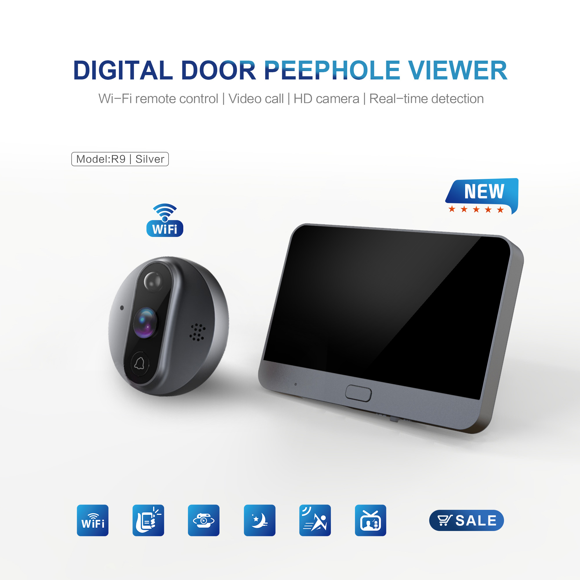 Jeatone Tuya smart WiFi door bell With 720P/110°Camera video peephole for door 4.3" LCD screen 24H PIR Movement Detection