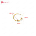 (35931)6PCS 30x29MM 24K Gold Color Brass with Half Pin Round Earrings Loop Stud Earrings High Quality Diy Jewelry Accessories