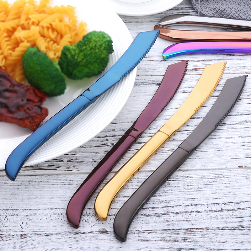 4/6/7/8PCS Stainless Steel Steak Knife Sharp Table Knives Set Restaurant Gold Cutlery Dinner Knife Black Steak Knives