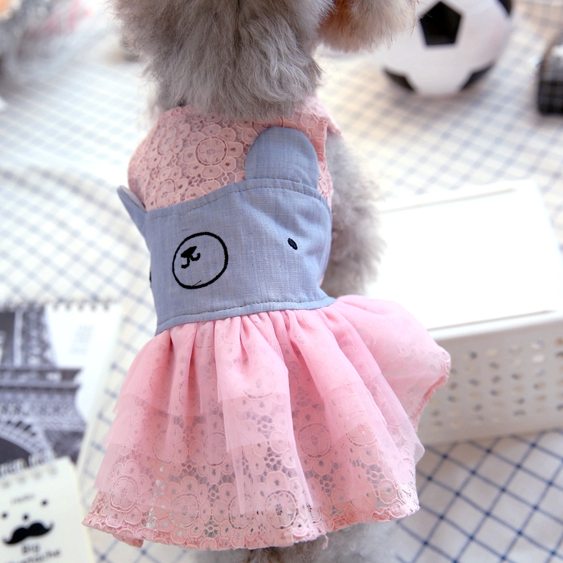 New Fashion Pets Dresses For Dogs CQ22 Small Yorkshire Poodle Winter Autumn Costumes Blue Pink Dots Party Cuddly Cat Supplies