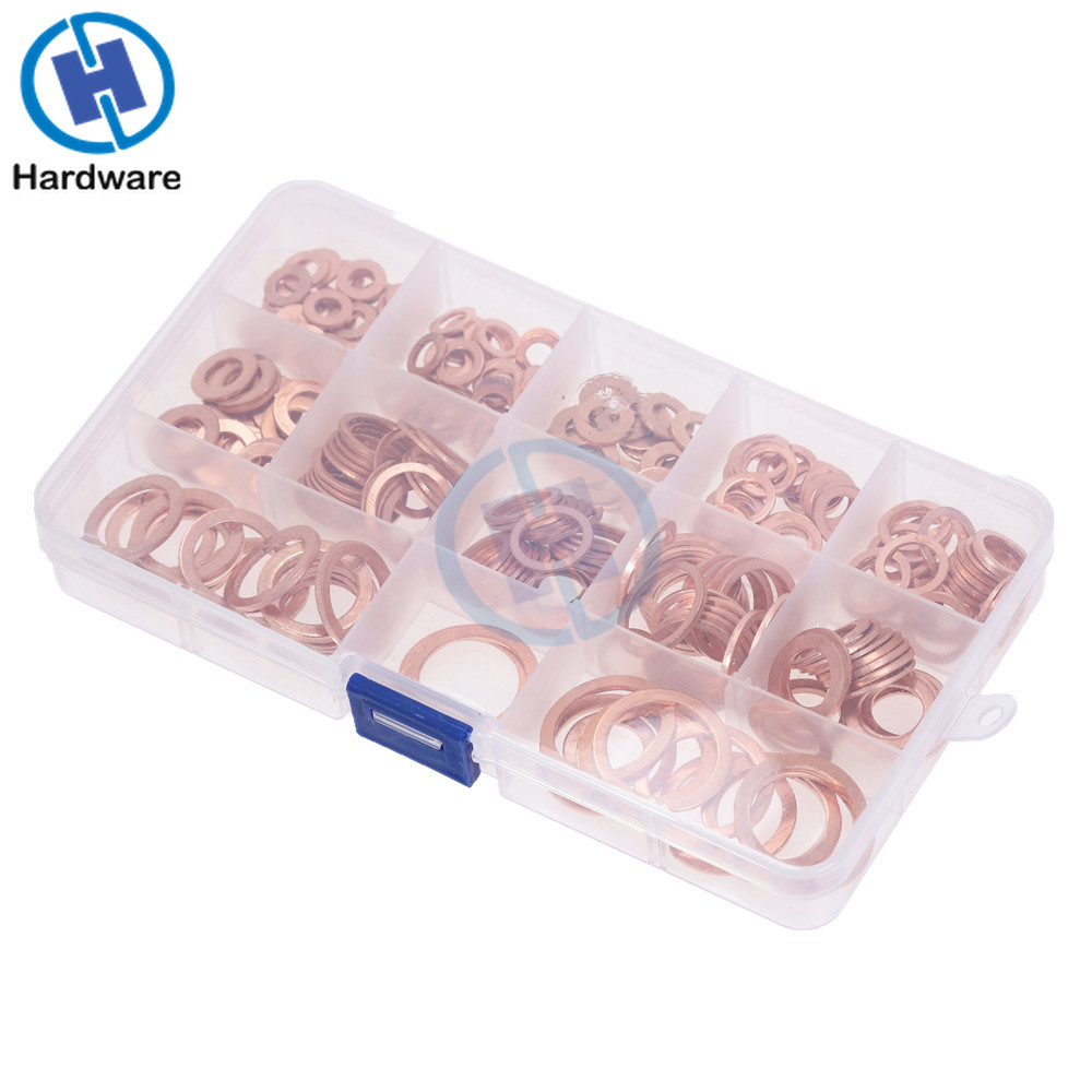 280pcs Solid Copper Gasket Assorted Copper Washers Sealing Ring Set with Case 12 Sizes M5-M20