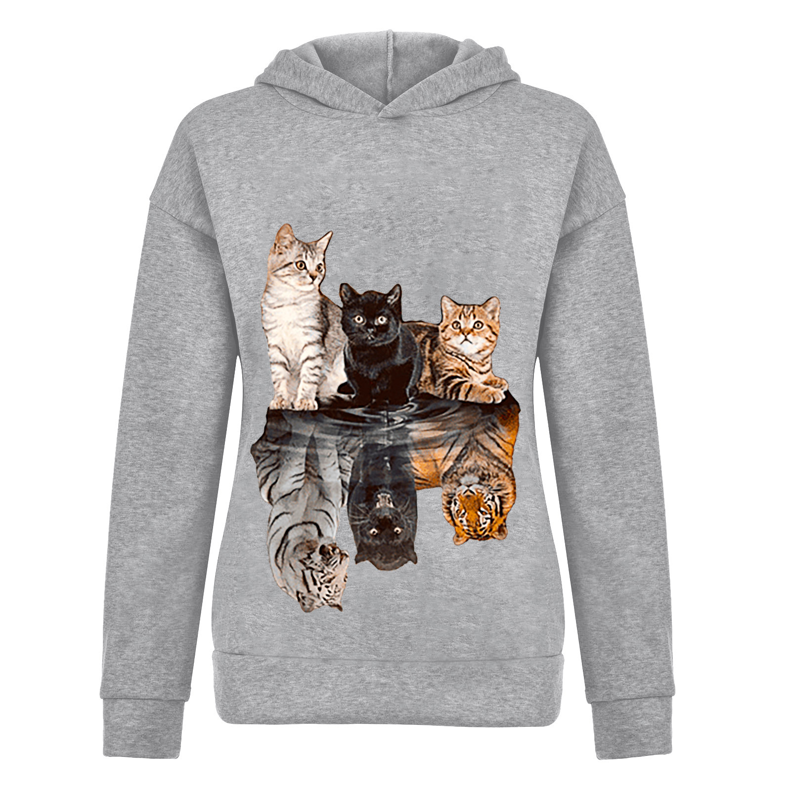 Harajuku Cat Print Hoodie Women Hoody Animal Printing Sweatshirts Long Sleeves Pullover Tops Sweatshirt Streetwear Hoodies