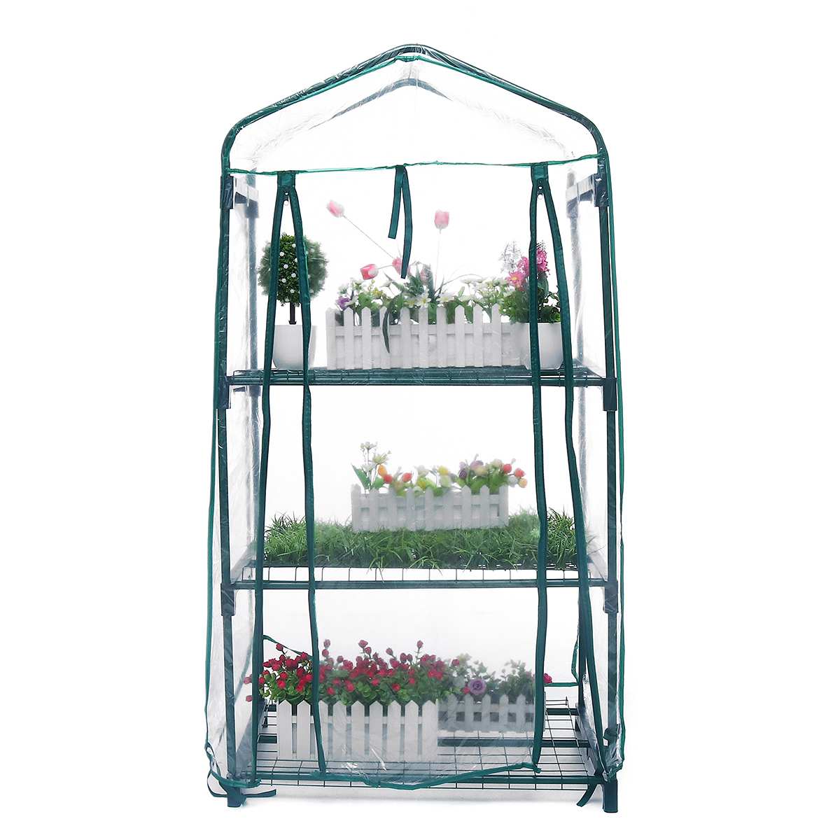Mini Garden Greenhouse 3 Layers Home Outdoor Flowers Gardening Winter Plant Shelves Vegetables Warm Room Shelter 69x49x126cm