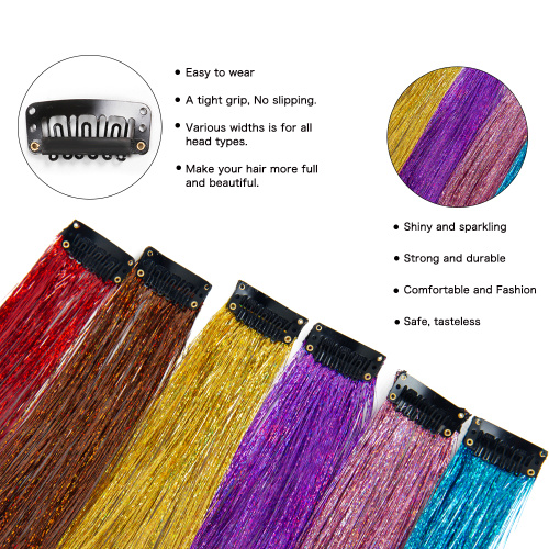 Alileader High Quality 14 Colors Shiny Soft Glitter Tinsel Hair Extension for Christmas New Year Party Supplier, Supply Various Alileader High Quality 14 Colors Shiny Soft Glitter Tinsel Hair Extension for Christmas New Year Party of High Quality