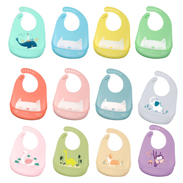 Waterproof Baby Bibs Silicone Feeding Baby Saliva Towel Soft Adjustable Portable Newborn Cartoon Aprons Different kinds of Bibs