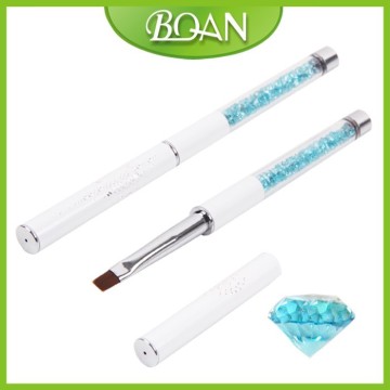 BQAN Flat 6# Nail Brush Lake Blue Diamond Decorated Nail Gel Brush Nails Gel Polish Flat Brush 1 PC