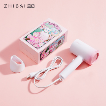 ZHIBAI Anion Hair Dryer White Cat shape Foldable For Hair Temperature Mi Blow Dryer for Home Travel Dryer Portable