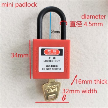 mini small security padlock Plastic Shackle safety padlock ,Nylon non conductive safety padlock steel shackle padlock