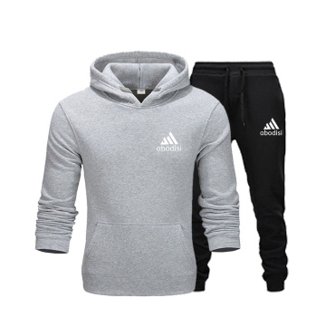 Autumn and winter fleece warm hoodie suit men's casual wear + black jogging sweatpants