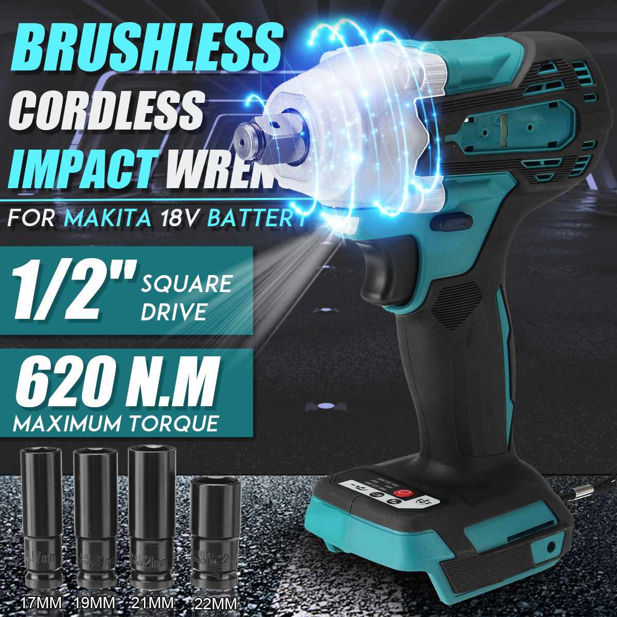 NEW 18V Electric Brushless Impact Wrench Rechargeable 1/2 Socket Wrench Cordless Without Battery For Makita 18v Battery DTW285Z