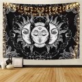 Black Sun Moon Mandala Tapestry Wall Hanging Celestial Wall Tapestry Hippie Wall Carpets Dorm Decor Psychedelic Tapestry