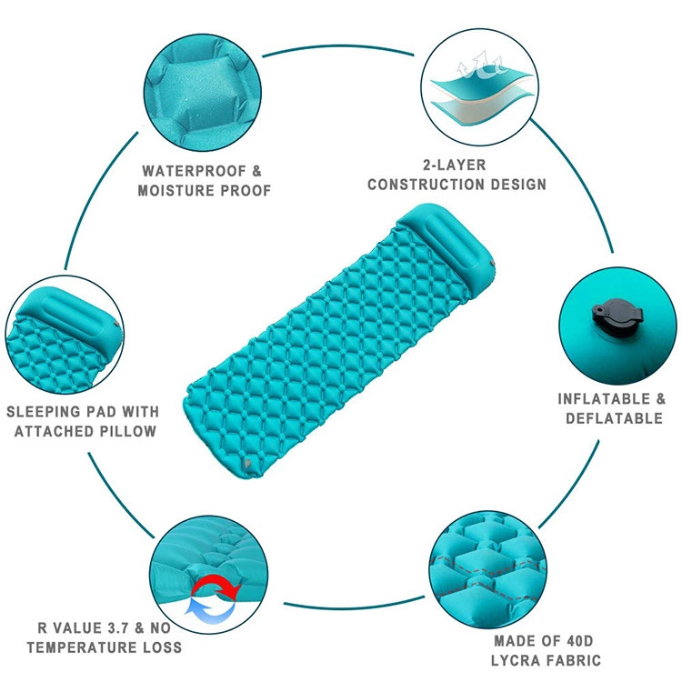 Inflatable camping sleeping mat multi-color optional