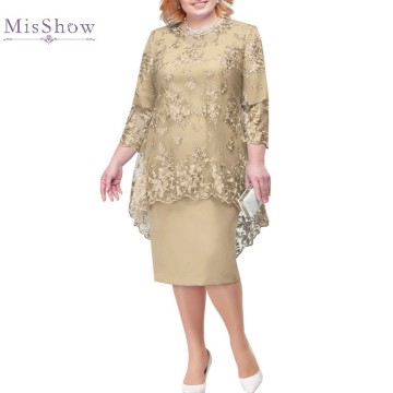 Plus Size Mother Of The Bride Dresses Suit Two Piece Midi Wedding Party Gown robe mere de la mariee 2020