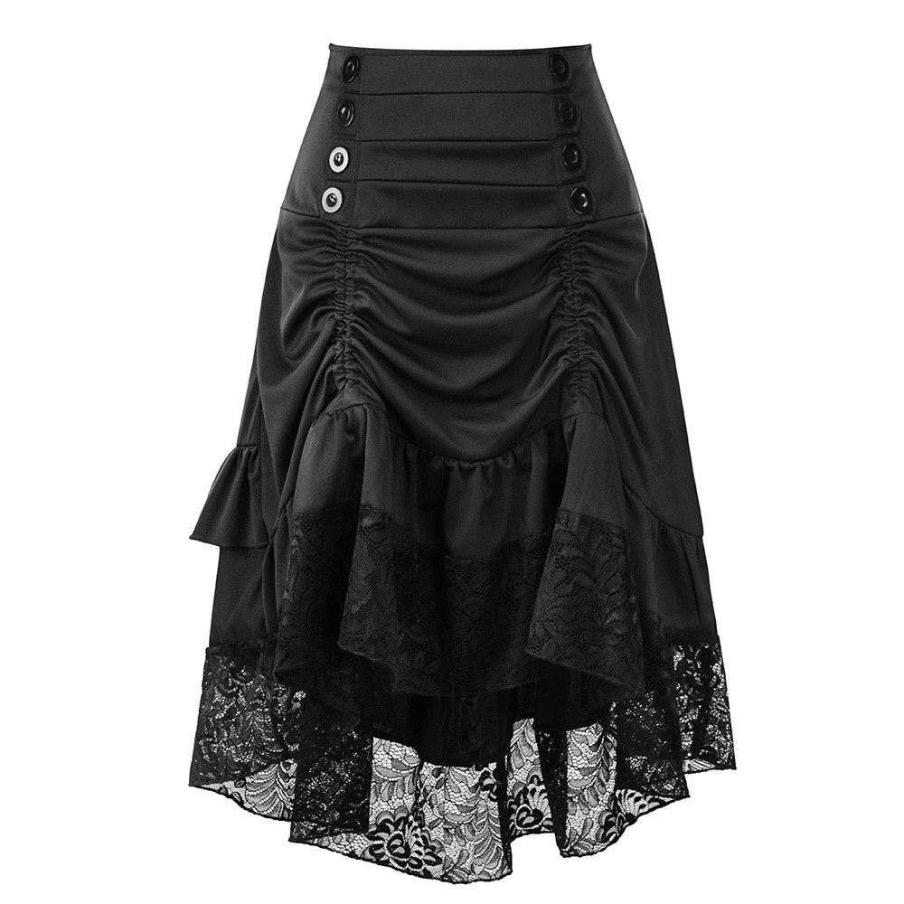 Costumes Steampunk Gothic Skirt Lace Women Clothing High Low Ruffle Party Skirts Lolita Red Medieval Victorian Gothic Punk Skirt