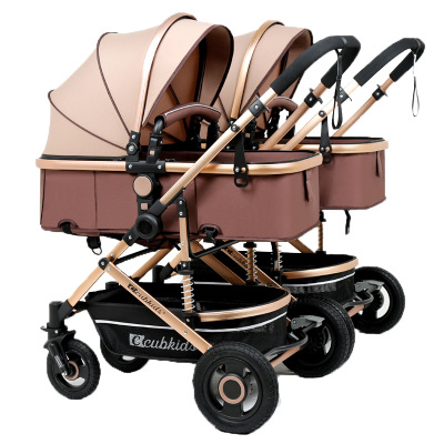Twin Baby Strollers Light Fold Two Baby Pram Fold Newborn Baby High Landscape Detachable Double Kids Car Free Gifts